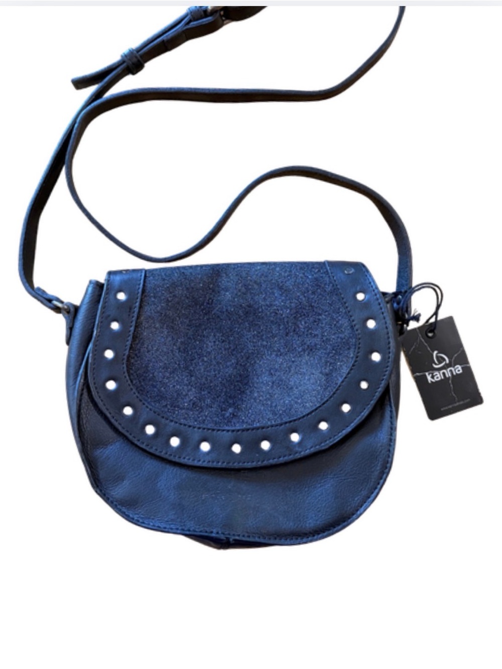 NWT Leather Mini Crossbody with silver stud accents and sparkled leather flap